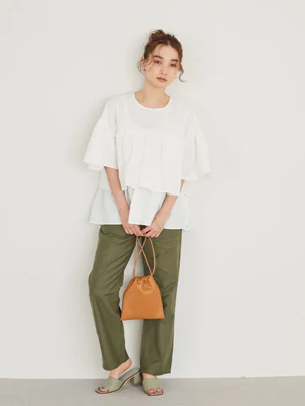 Akigawa Tiered Half Sleeve Blouse