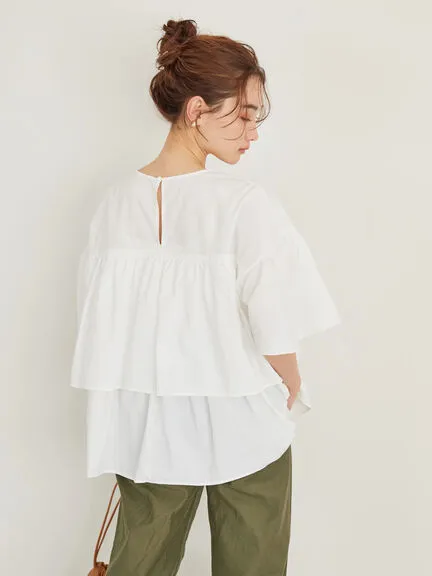Akigawa Tiered Half Sleeve Blouse