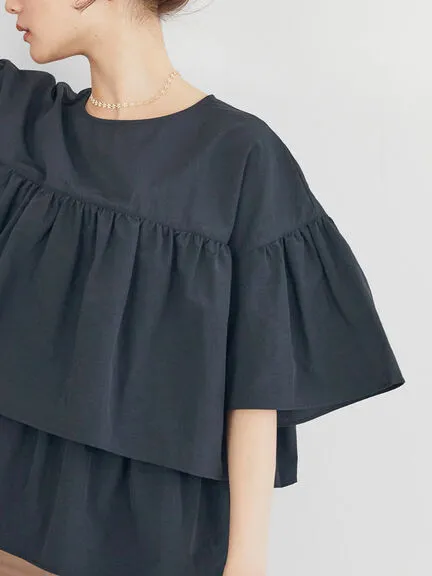 Akigawa Tiered Half Sleeve Blouse