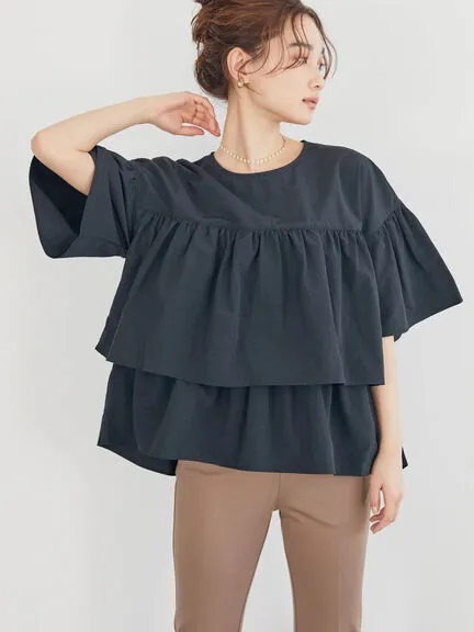Akigawa Tiered Half Sleeve Blouse