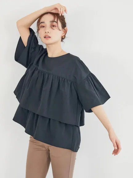 Akigawa Tiered Half Sleeve Blouse