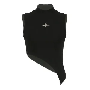 Asymmetrical Star Cutout Crop Top