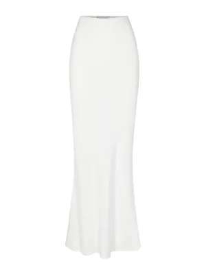 Bias-cut maxi skirt in stretch twill