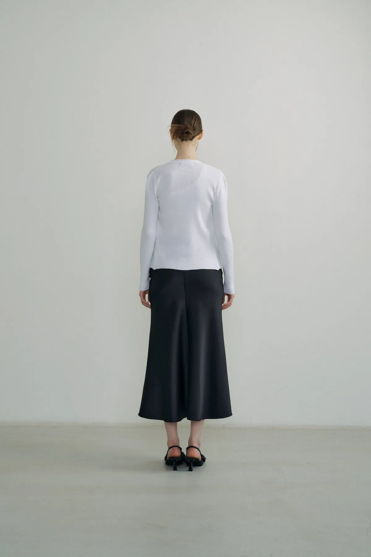 Bias Satin Skirt In Black