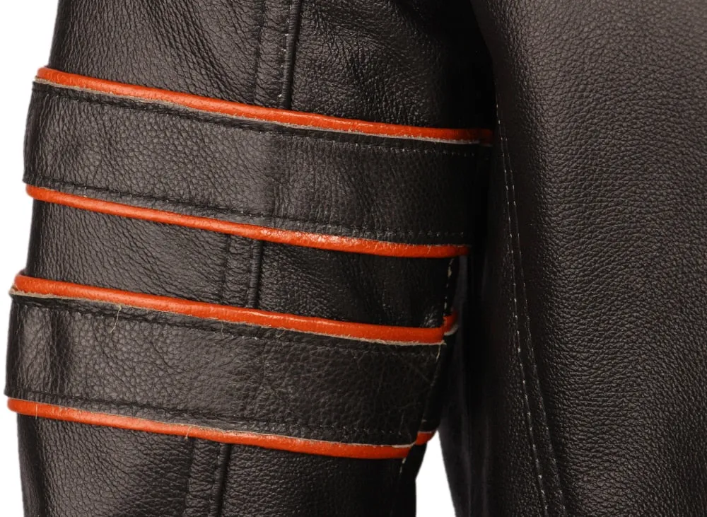 Black Embroidery Skull Motorcycle Leather Jackets