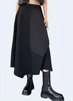Black Long Techwear Skirt