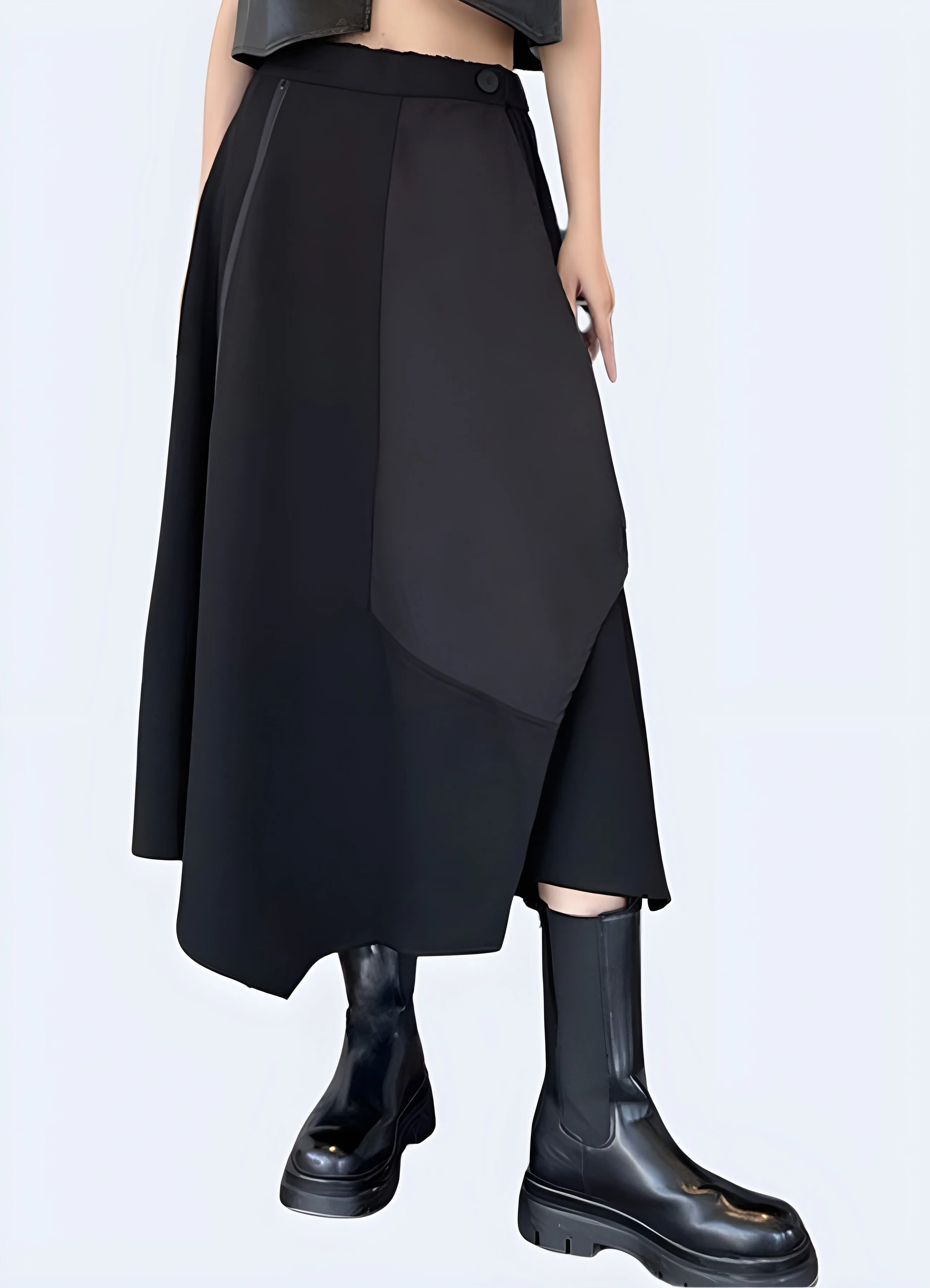 Black Long Techwear Skirt