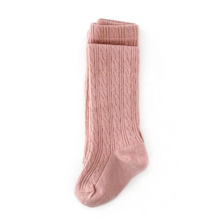 Cable Knit Tights - Blush