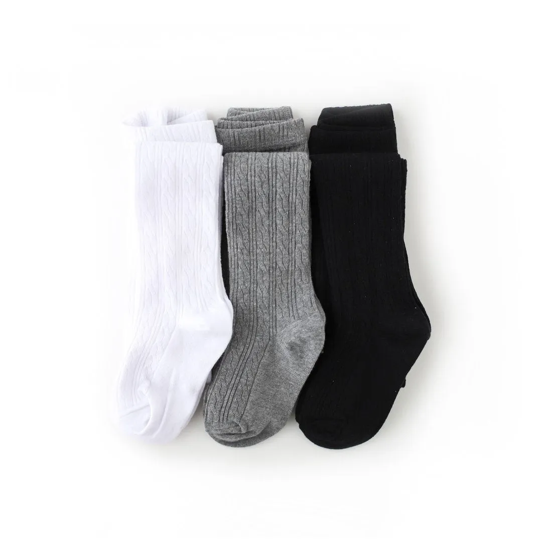 Cable Knit Tights- White