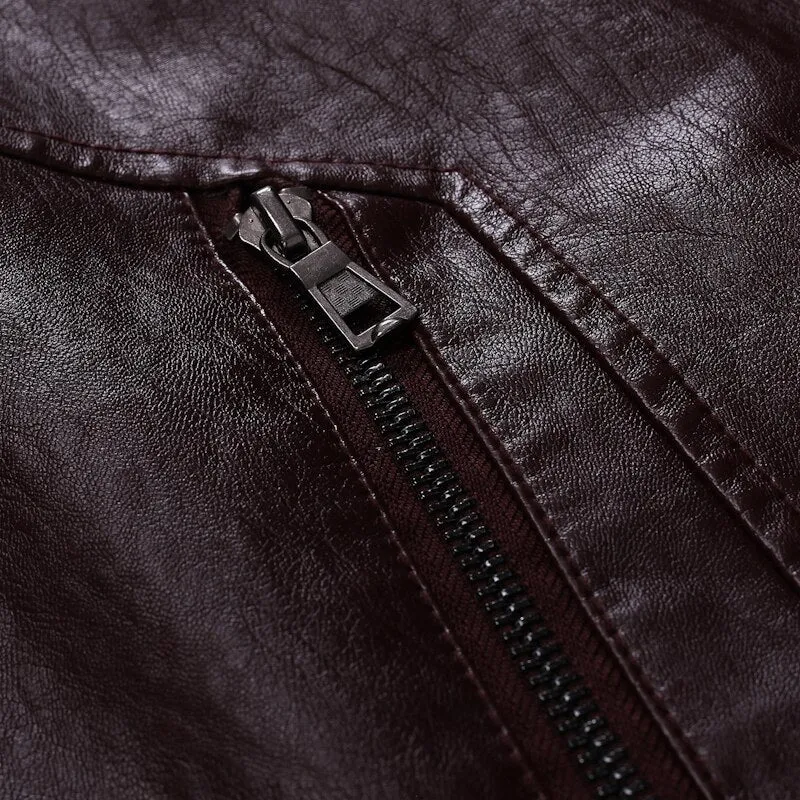 Casual Suede Man Leather Jacket Solid Color
