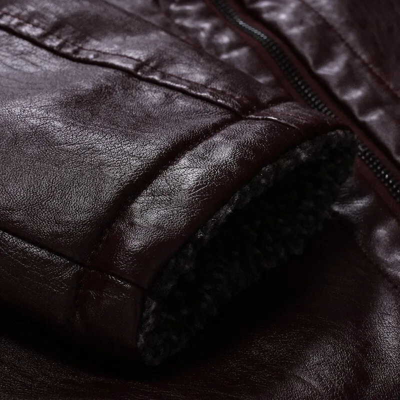 Casual Suede Man Leather Jacket Solid Color
