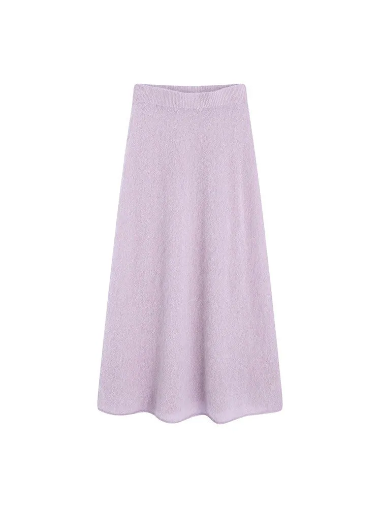 Crew-Neck Ribbon Sweet Feminine Pale Tops＆Long-Skirt