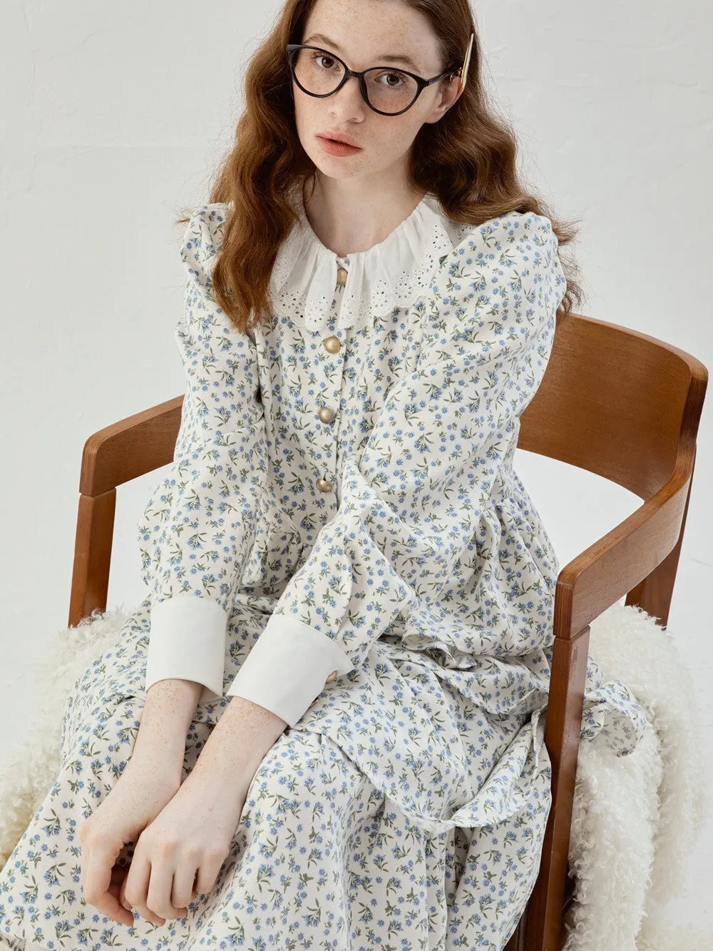 Feminine Flower Retro Flare Cute Peplum Blouse