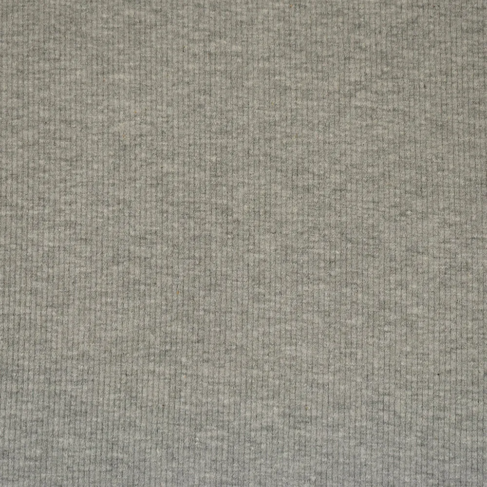 Heather Gray Cotton Spandex 2x2 Rib Knit Fabric