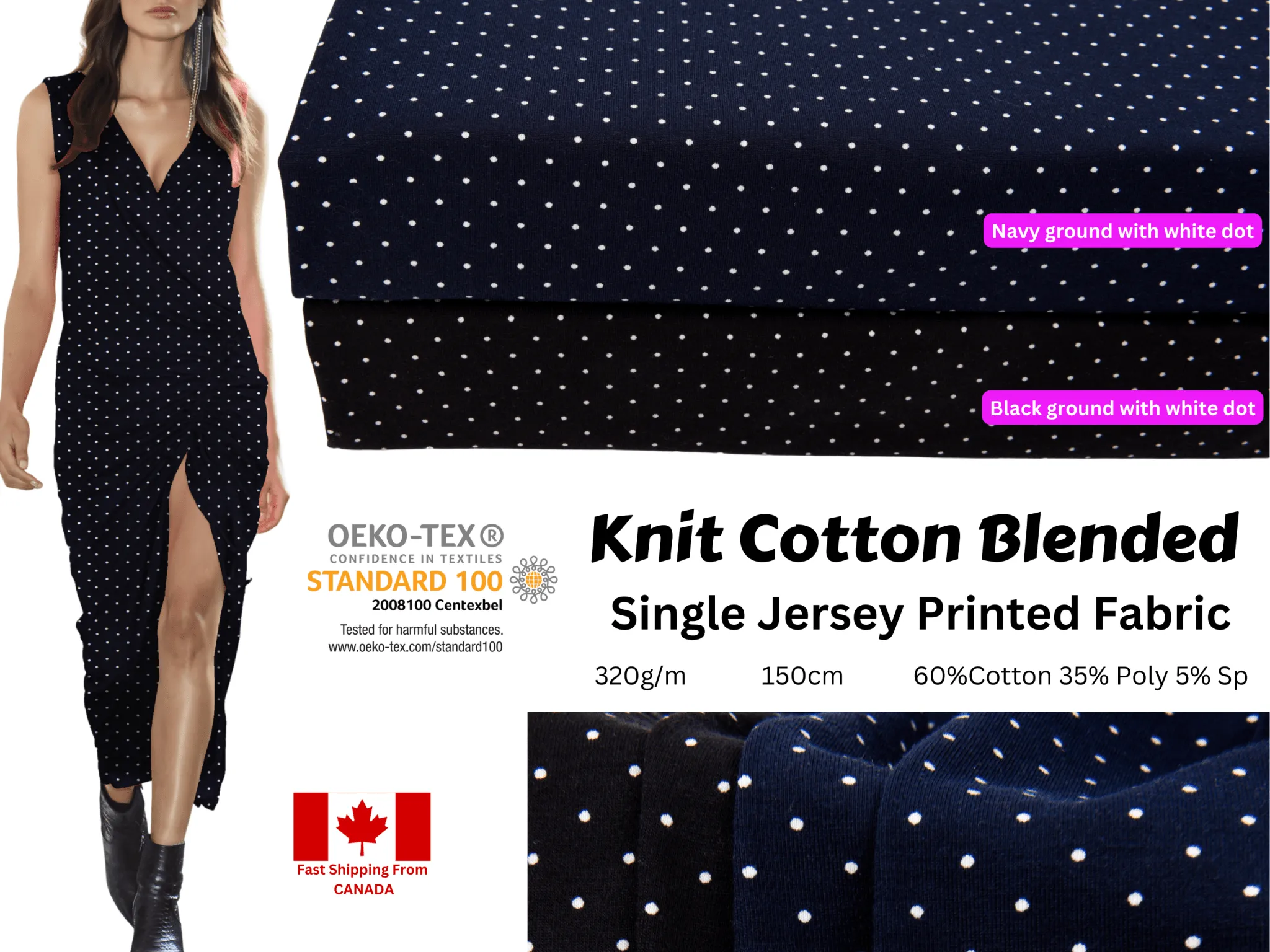 Knit cotton blended Single Jersey Irregular Dots  Printed Fabric
