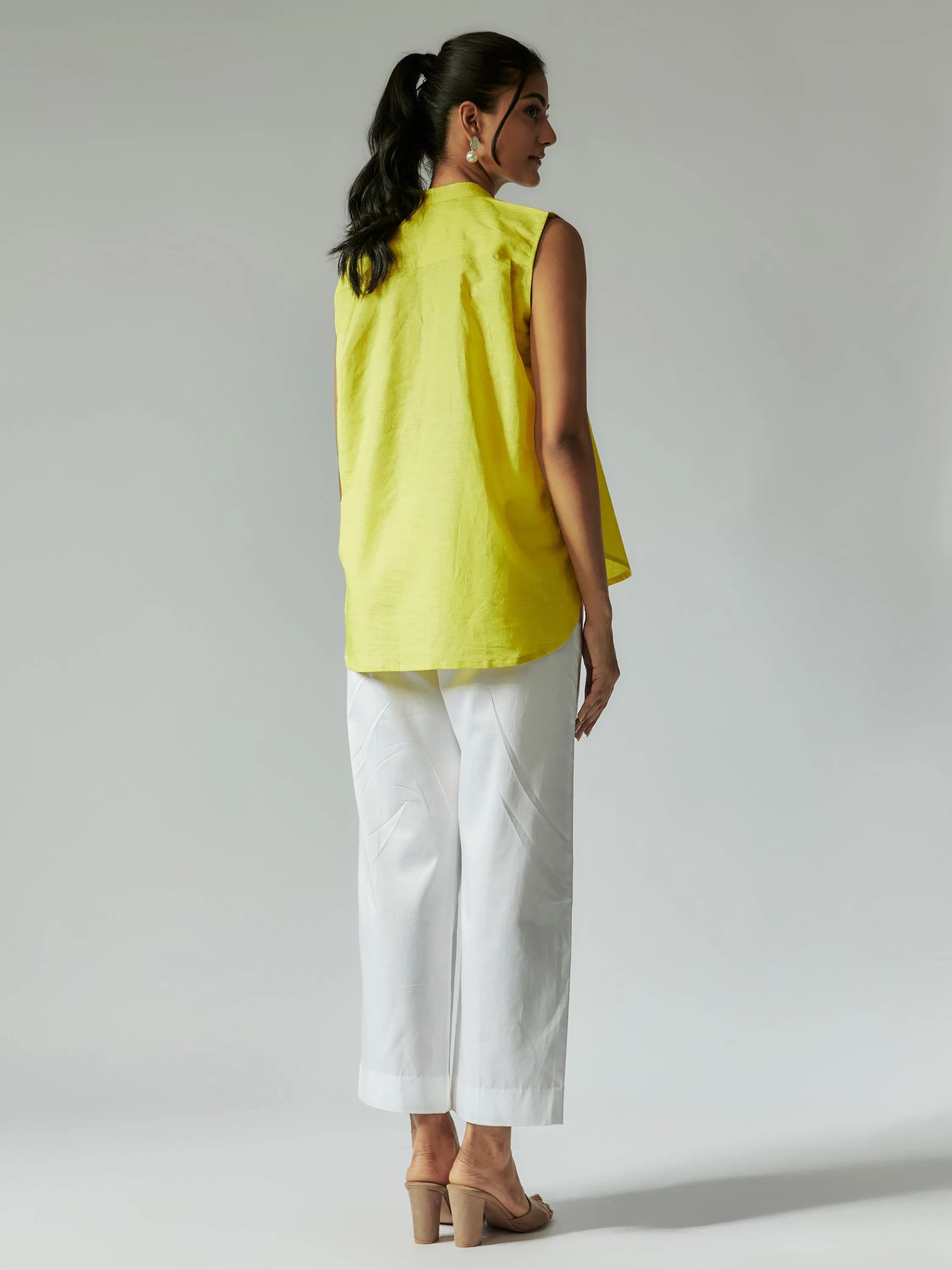 Lime Yellow and White Cotton Co-ord Set