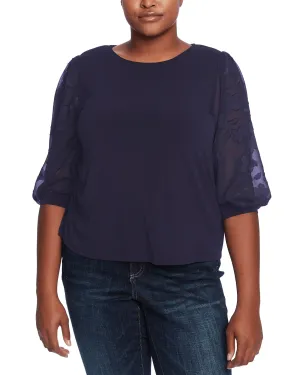 Margaret Lace Sleeve Top | NAVY J