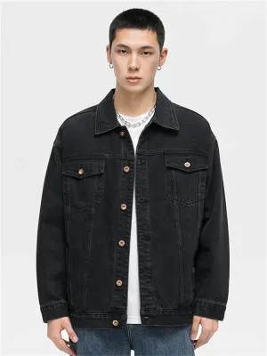 Men's Casual Black Denim Jacket