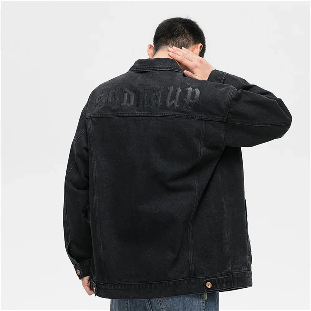 Men's Casual Black Denim Jacket