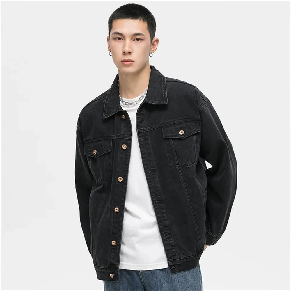 Men's Casual Black Denim Jacket