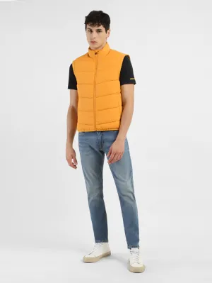 Men's Orange High Neck Puffer Jackets