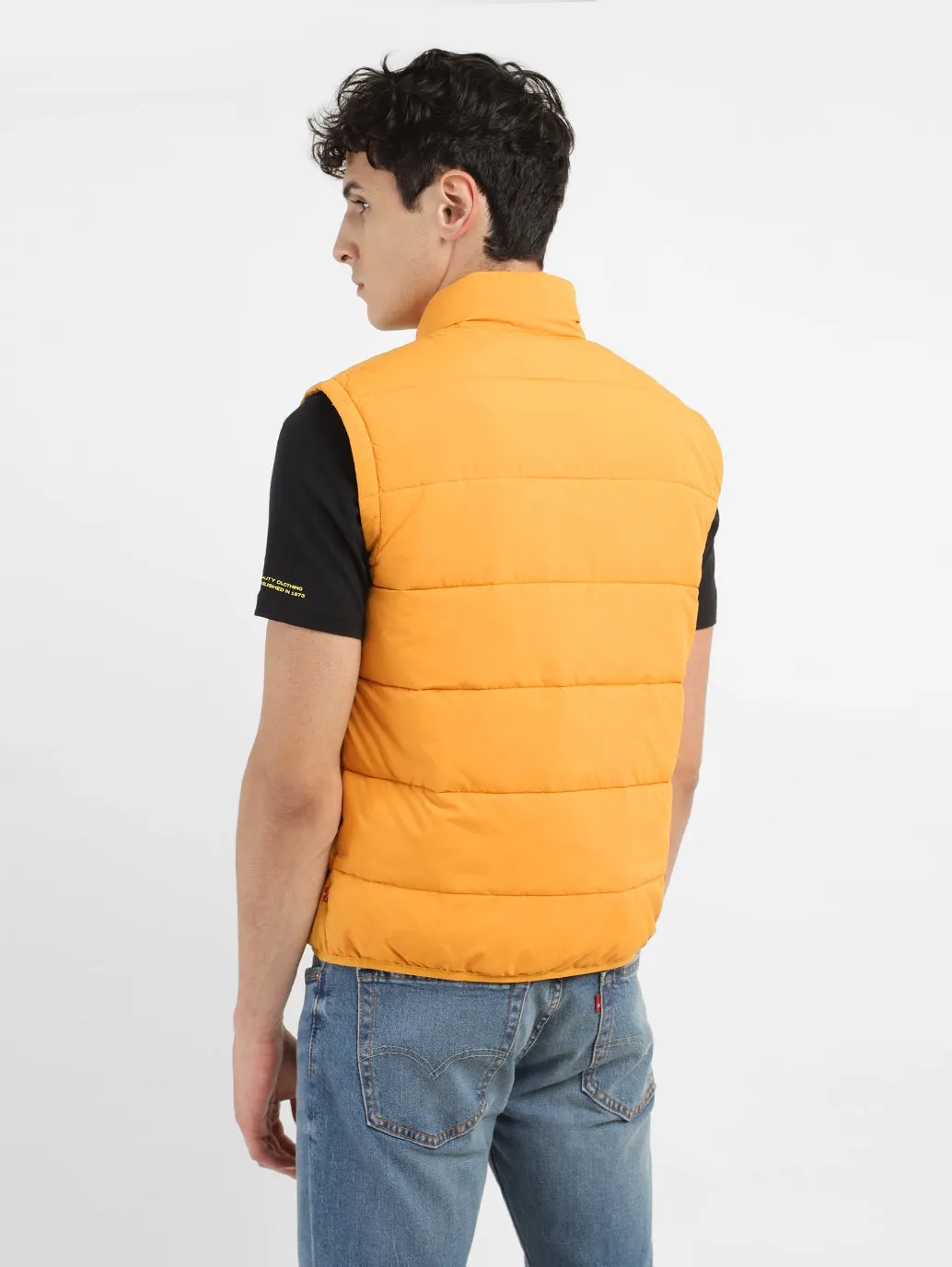 Men's Orange High Neck Puffer Jackets