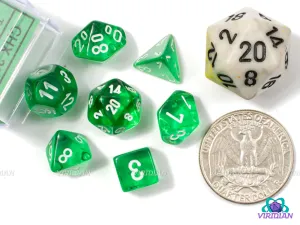 Mini Translucent Green | 10mm Acrylic Dice Set (7) | Chessex Mini Wave 3