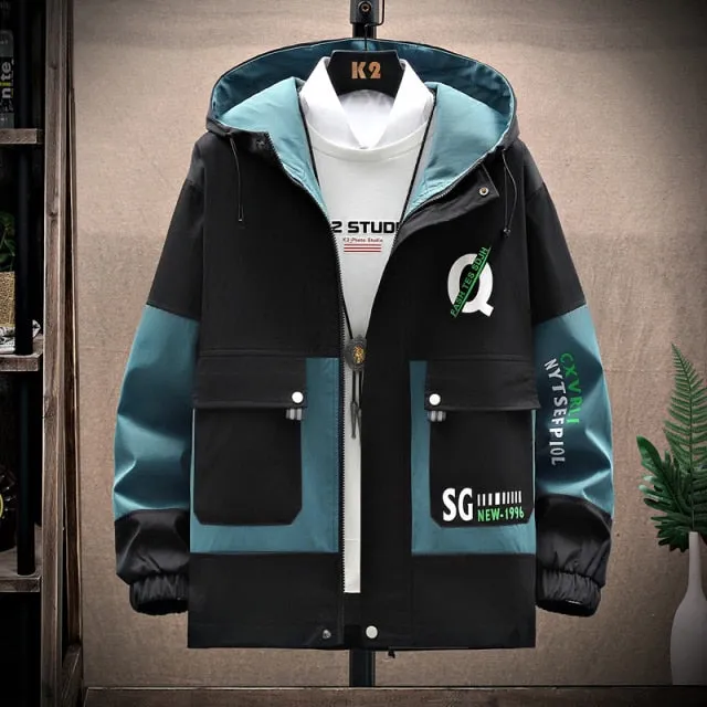 Nukty Men's Windbreaker Jackets Youth Korea Fashion Print Casual Coat Male Clothing Spring Autumn Jackets Men