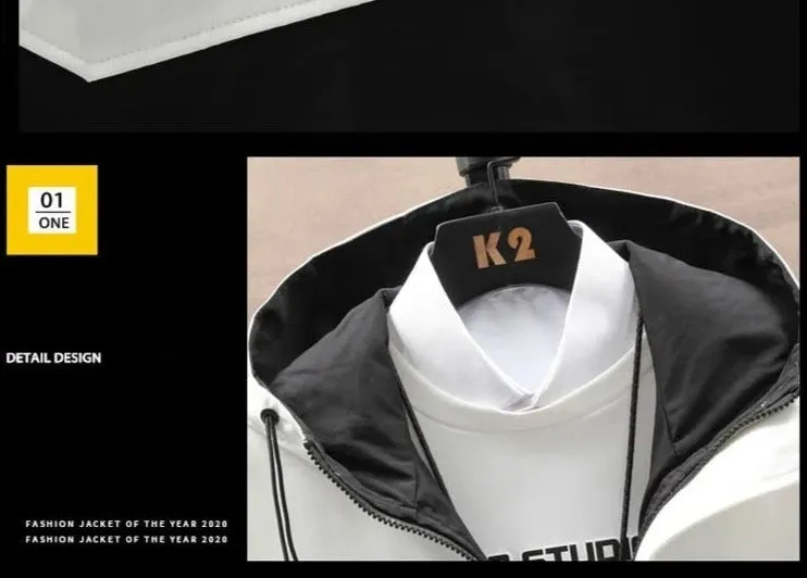 Nukty Men's Windbreaker Jackets Youth Korea Fashion Print Casual Coat Male Clothing Spring Autumn Jackets Men