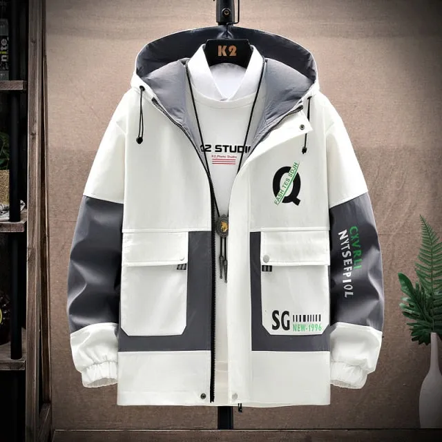 Nukty Men's Windbreaker Jackets Youth Korea Fashion Print Casual Coat Male Clothing Spring Autumn Jackets Men