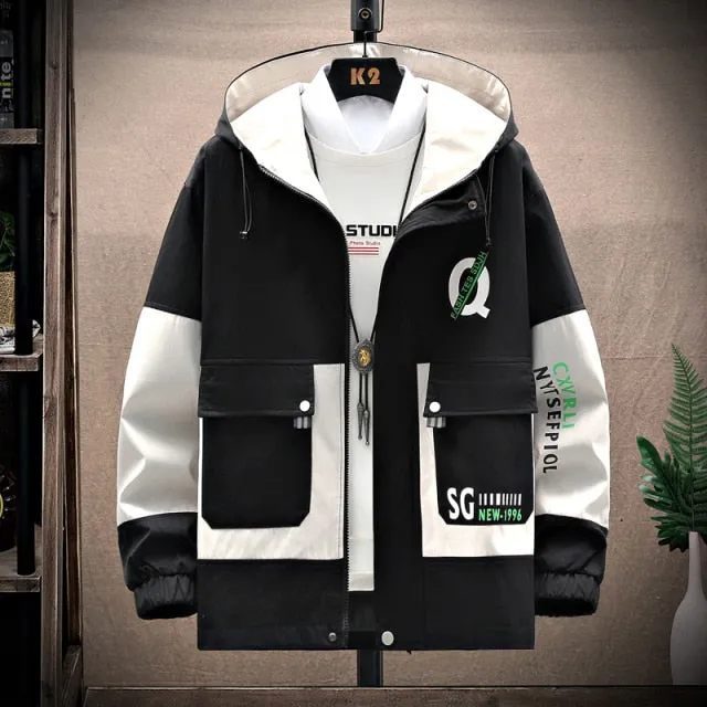 Nukty Men's Windbreaker Jackets Youth Korea Fashion Print Casual Coat Male Clothing Spring Autumn Jackets Men
