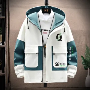 Nukty Men's Windbreaker Jackets Youth Korea Fashion Print Casual Coat Male Clothing Spring Autumn Jackets Men