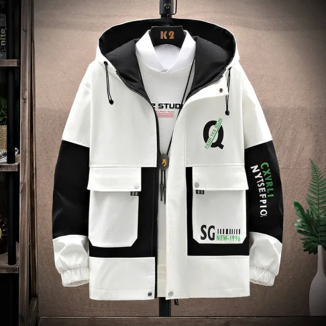 Nukty Men's Windbreaker Jackets Youth Korea Fashion Print Casual Coat Male Clothing Spring Autumn Jackets Men