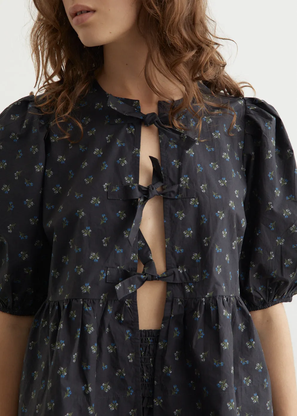 Printed Cotton Peplum Blouse