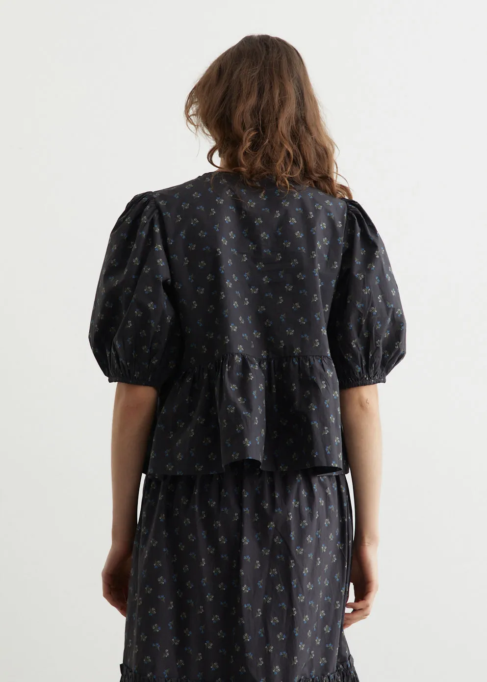 Printed Cotton Peplum Blouse