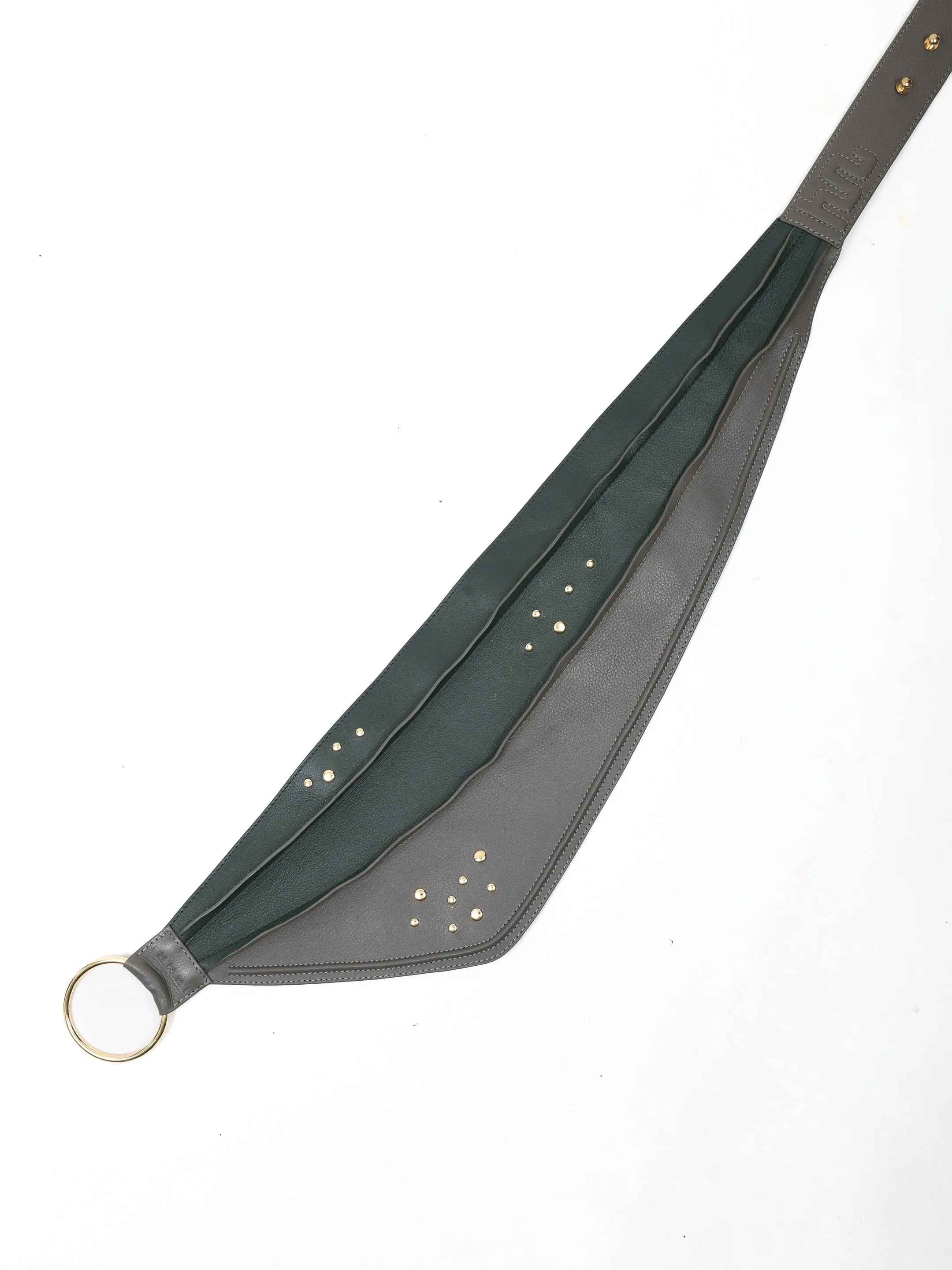 Scarf Belt In Grey And Bottle Green