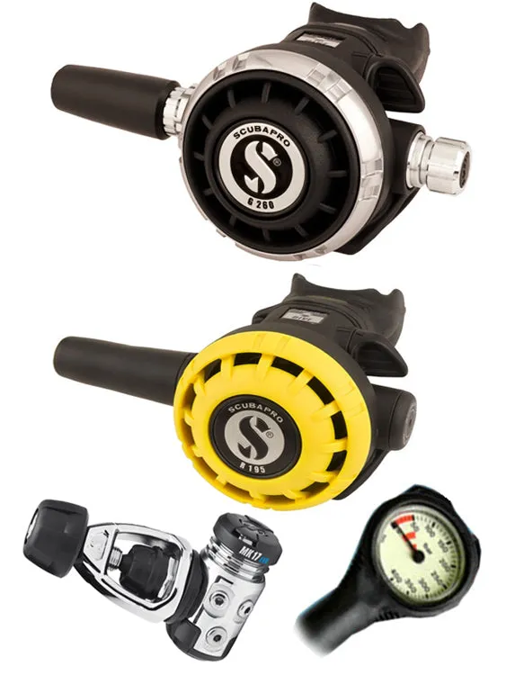 Scubapro Regulator Set: MK17 Evo (DIN or Yoke) / G260 / Octopus & Free Termo Gauge