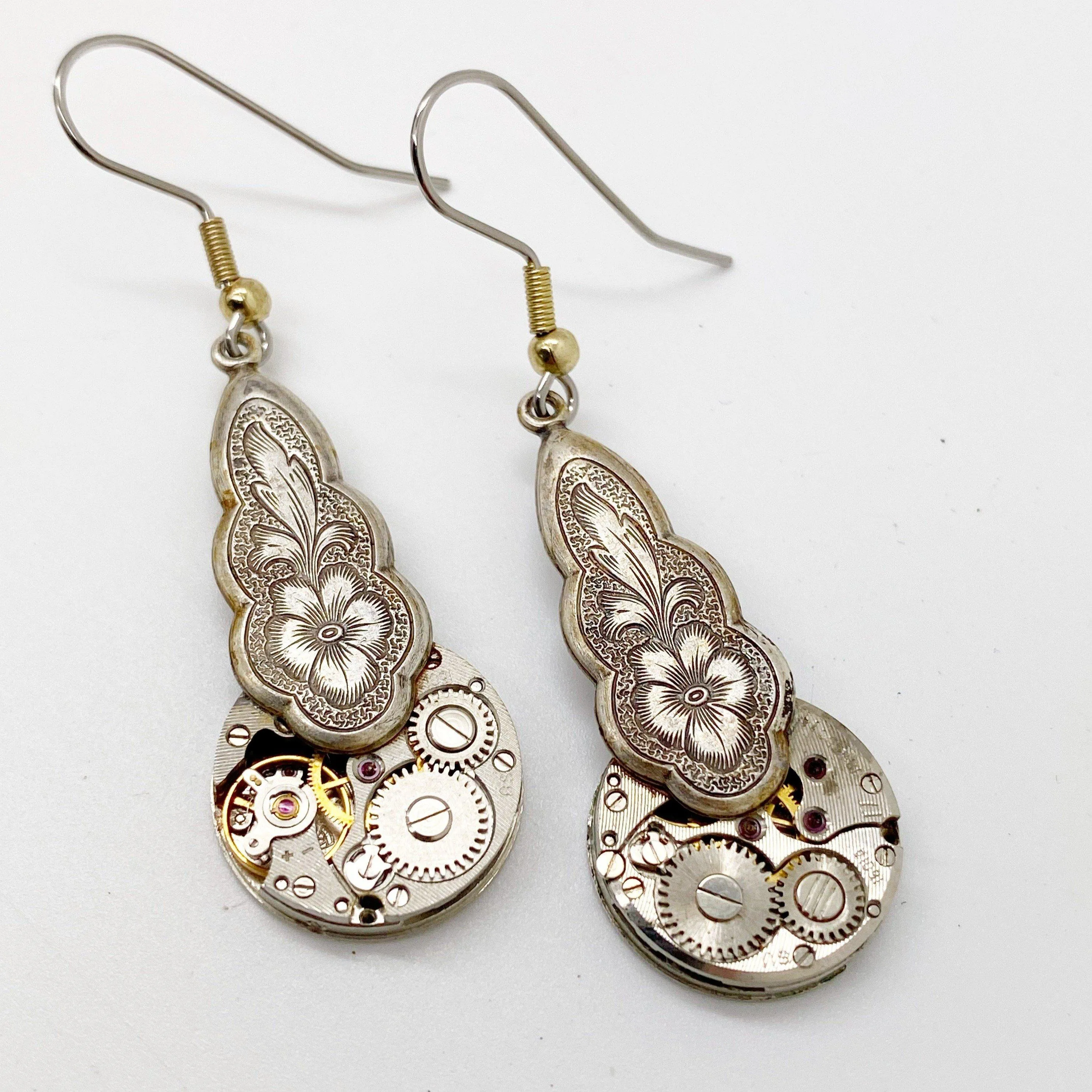 Suzette, Feminine Etched Earrings