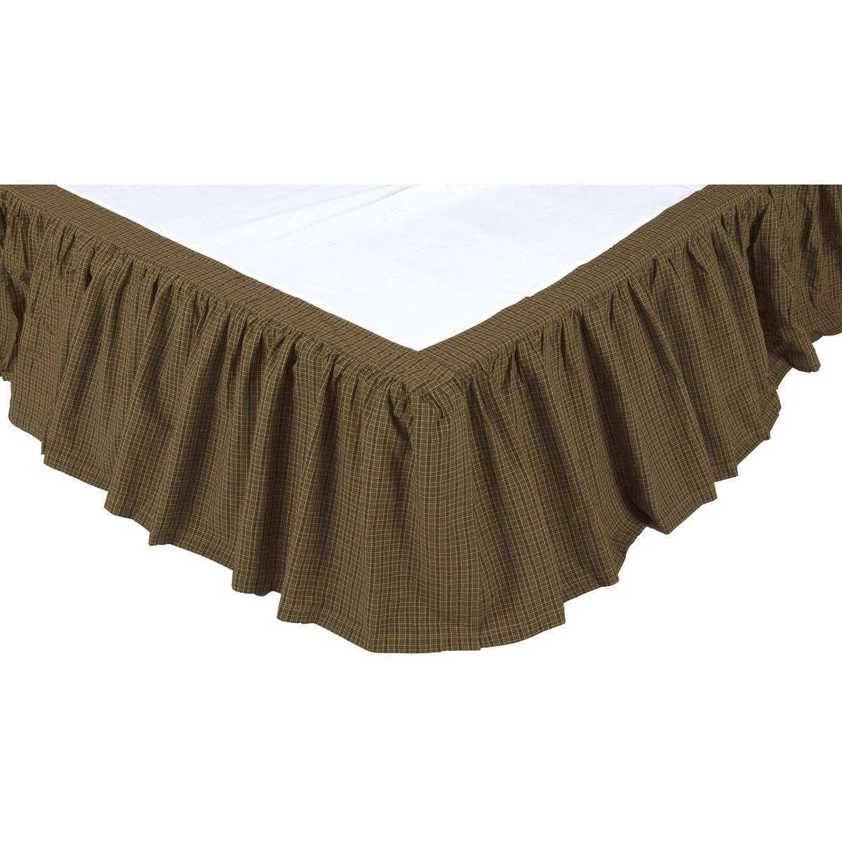 Tea Cabin Bed Skirts Moss Green, Muted Chartreuse, Navy VHC Brands