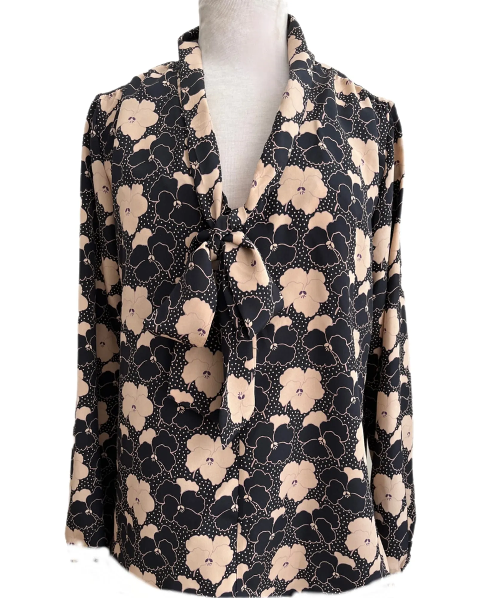 Tie Neck Pussy Cat Blouse | BlackFloral
