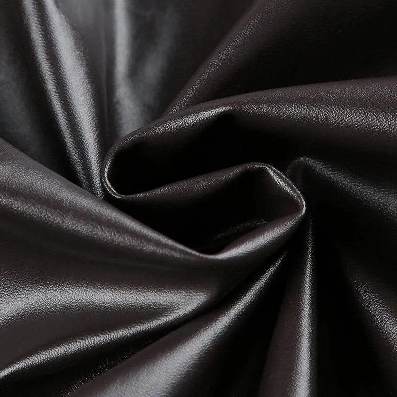 Vintage PU Leather Zip-Up Long Sleeves Jacket