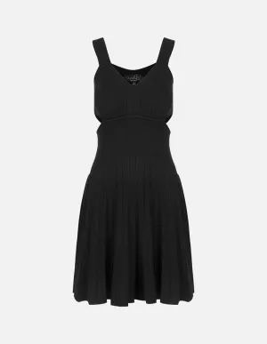 Women's Black Hollow Slip Dress
