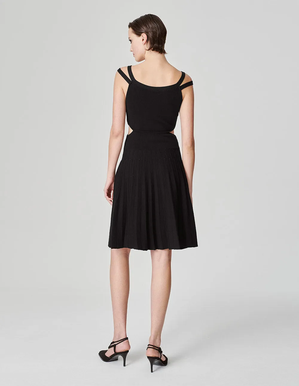 Women's Black Hollow Slip Dress