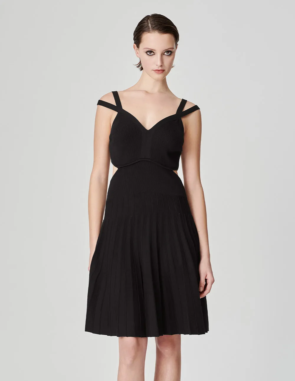 Women's Black Hollow Slip Dress