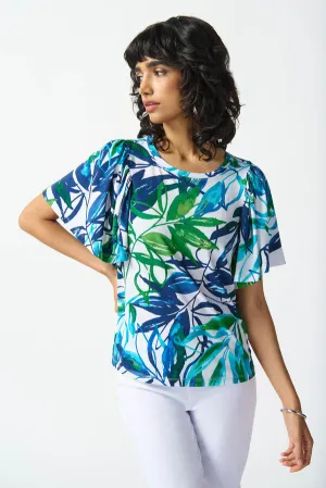 Women's Joseph Ribkoff | Leaf Print Top | Vanilla Multi